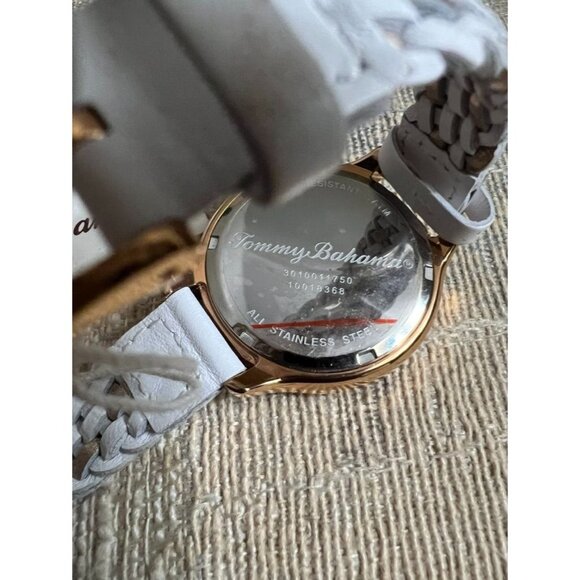 NWT Tommy Bahama 10018368 Waikiki MOP Dial White & Gold Leather Strap Watch - Picture 4 of 9